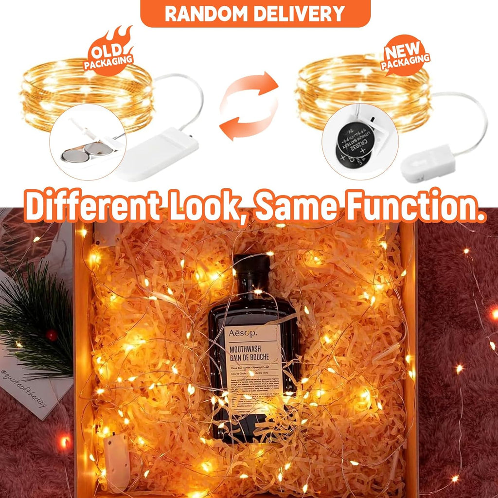 Skiennix 12 Pack Orange Fairy Lights - Battery Operated 7ft Waterproof Copper Wire for Weddings & Parties