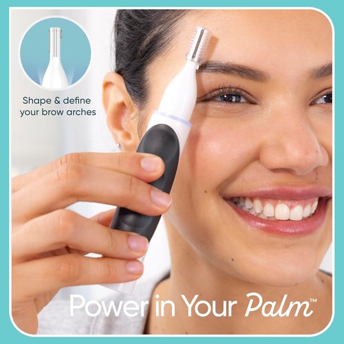 Conair GIRLBOMB Nose Hair Trimmer - Battery-Operated Face Hair Removal with 360° Beveled Blade & LED Light - White