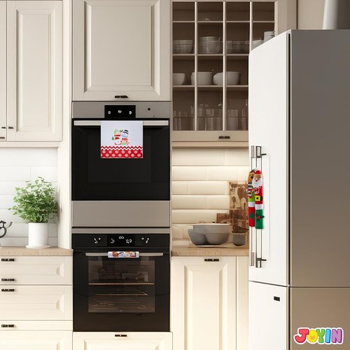 JOYIN Christmas Kitchen Appliance Handle Covers - 5 Pieces for Refrigerator, Microwave & Oven | Festive Indoor Décor