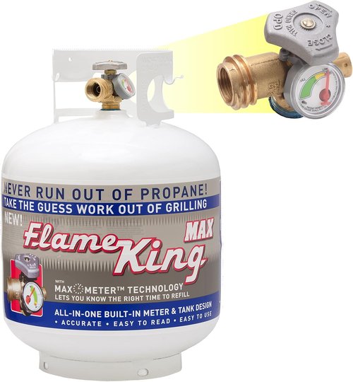 Flame King YSN230 20LB Steel Propane Tank Cylinder - Overflow Protection Valve & Built-In Gauge for Grills | BBQ Ready