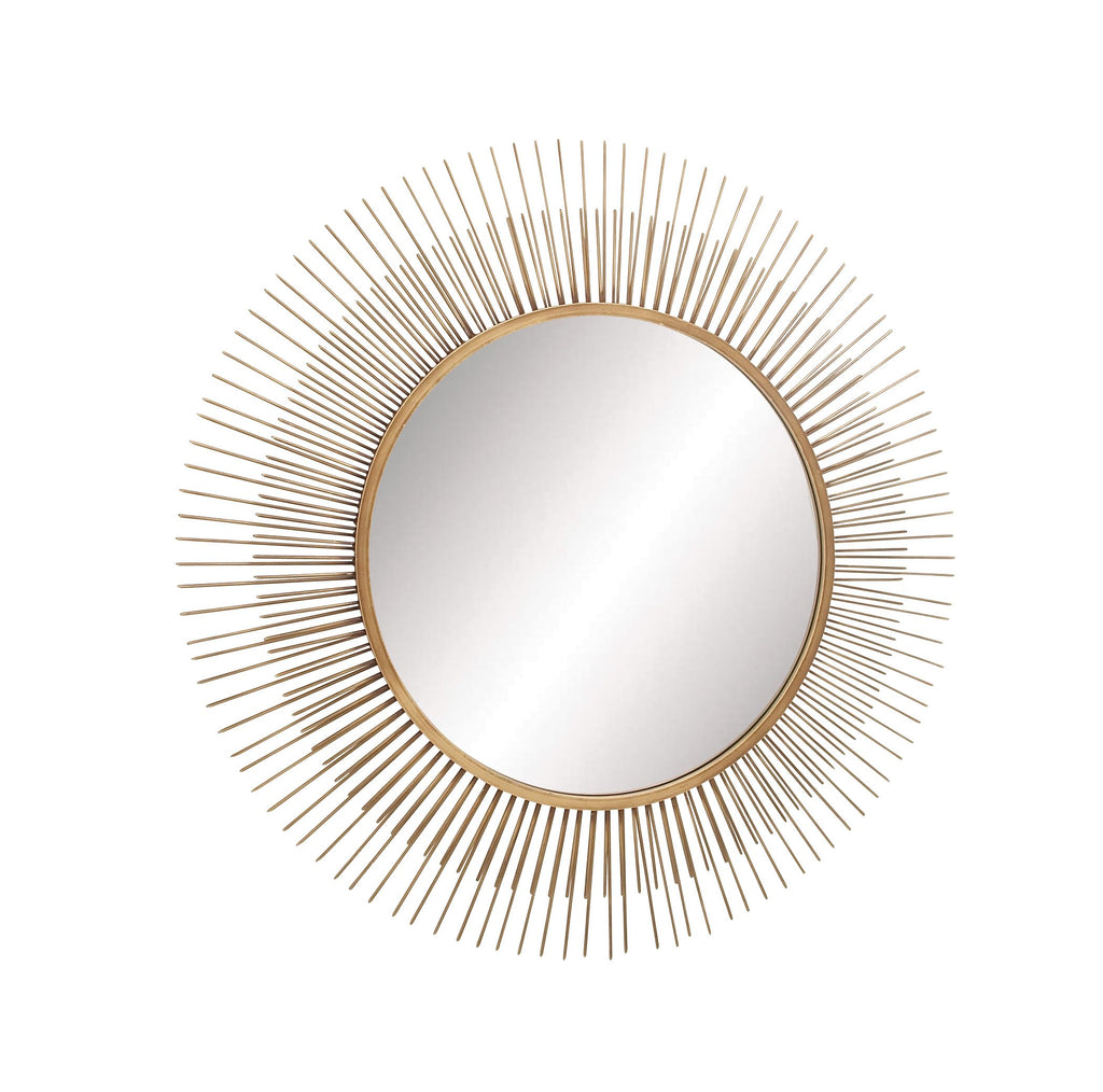 Deco 79 Metal Room Wall Mirror Starburst Entryway Mirror, Wall Mounted Mirror 36" x 2" x 36", Gold