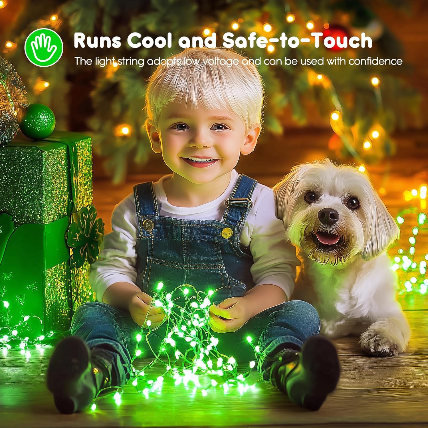 Minetom 6 Pack Fairy Lights - 7ft Battery Operated Waterproof Silver Wire LED String Lights for St. Patrick's Day Decor | Green