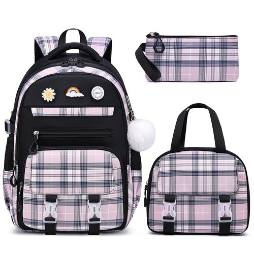 MOMUVO Backpack for Girls with Lunchbox, Kids Backpack with Lunch Box, Bookbag for Girls Kindergarten Elementary Preschool Middle School