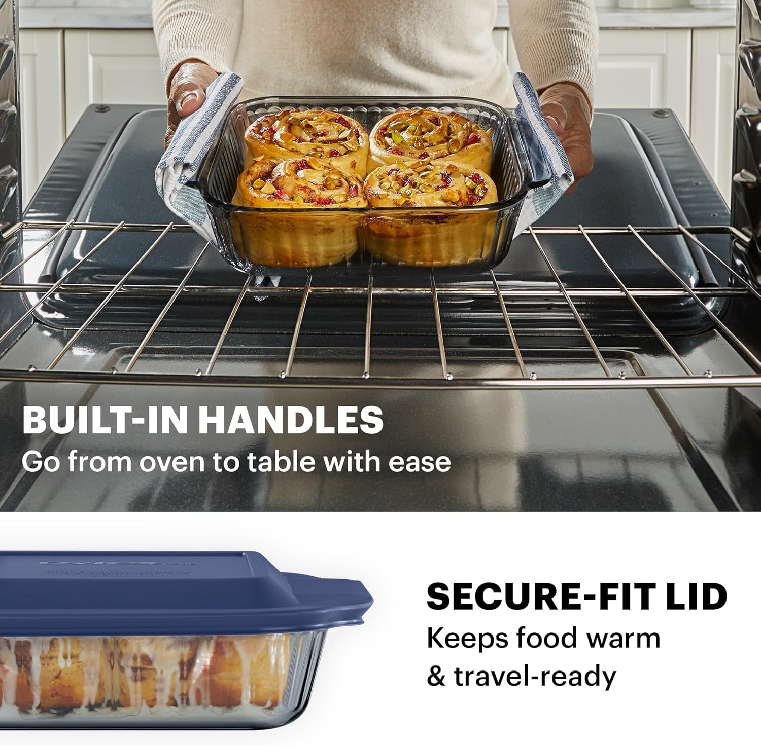 Pyrex Colors Tinted Glass Baking Dish - 8x8 Oblong Bakeware with BPA-Free Lid | Safe for Dishwasher, Freezer, Microwave & Oven