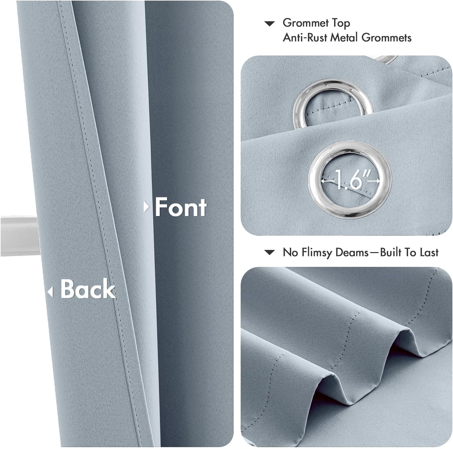 MIULEE Light Blue Blackout Curtains - Thermal Insulated Room Darkening Drapes | 84 Inches Long, 2 Panels