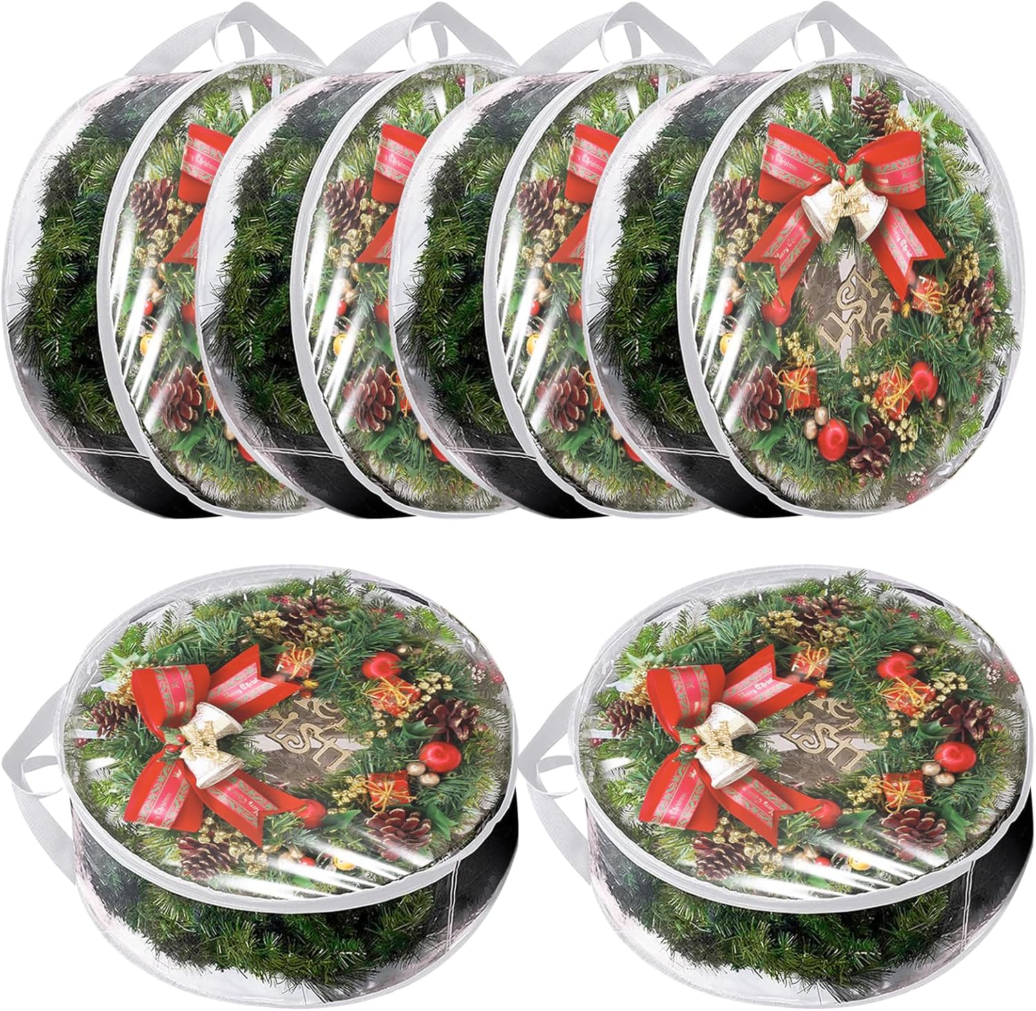 YAYODS Wreath Storage Container - Heavy Duty 30 Inch Bag with Clear Window for Christmas Decor | White