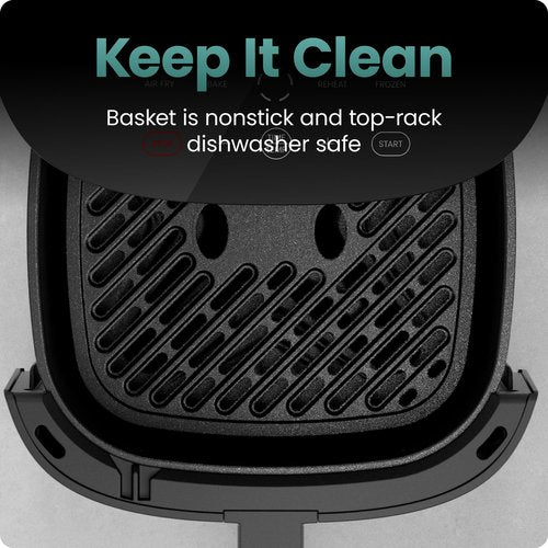 Chefman TurboX 4-in-1 Air Fryer, 5-Quart Airfryer for Extra Crispy Chicken, Fries, Wings, and More, Air Fry, Bake, Reheat, and Frozen Functions, Digital Touch Controls, Dishwasher Safe - Gray