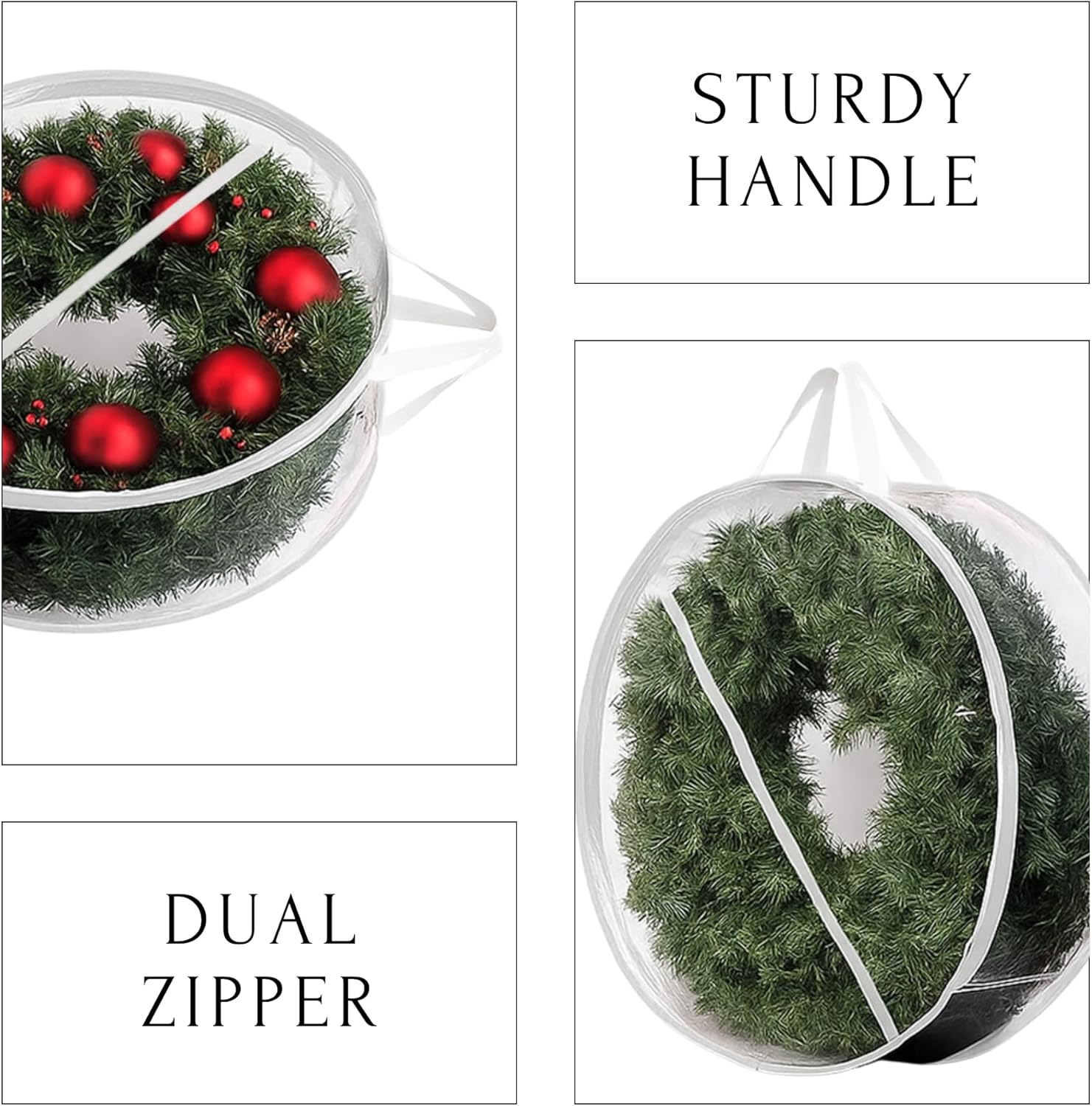 ProPik Christmas Wreath Storage Bag - Waterproof 4-Pack Clear Container for Holiday Wreaths | 24-Inch PVC