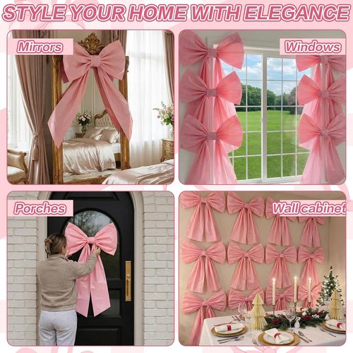 Frienda Giant Pink Wall Bows - 9 Pcs Large DIY Decorations for Baby Showers & Weddings