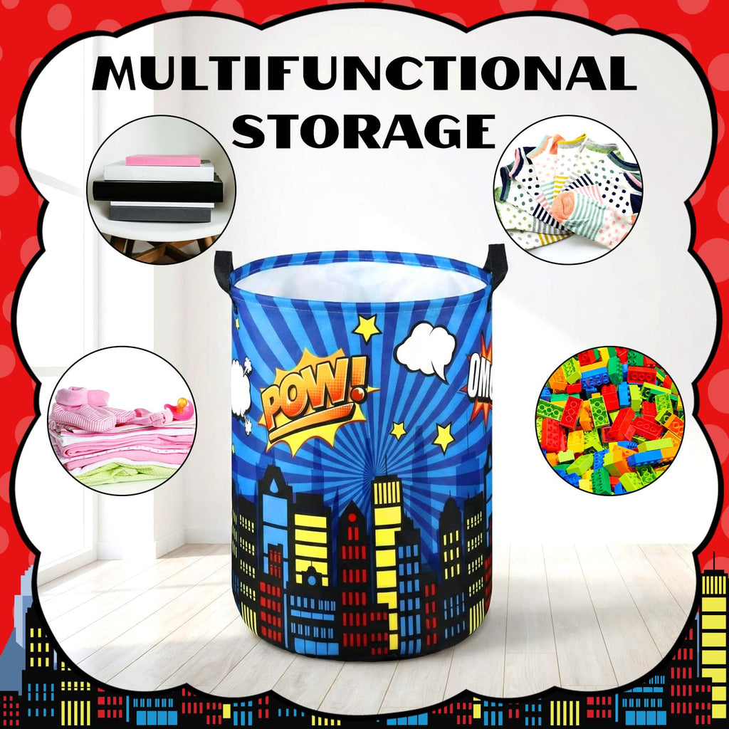 Maxdot 3 Pcs Laundry Hamper Boys Hero Storage Bins 45l Toy Storage Bin Boys Room Laundry Basket Collapsible Fabric Bins Playroom Bedroom Nursery Organizer Nursery Toy Dirty Cloth
