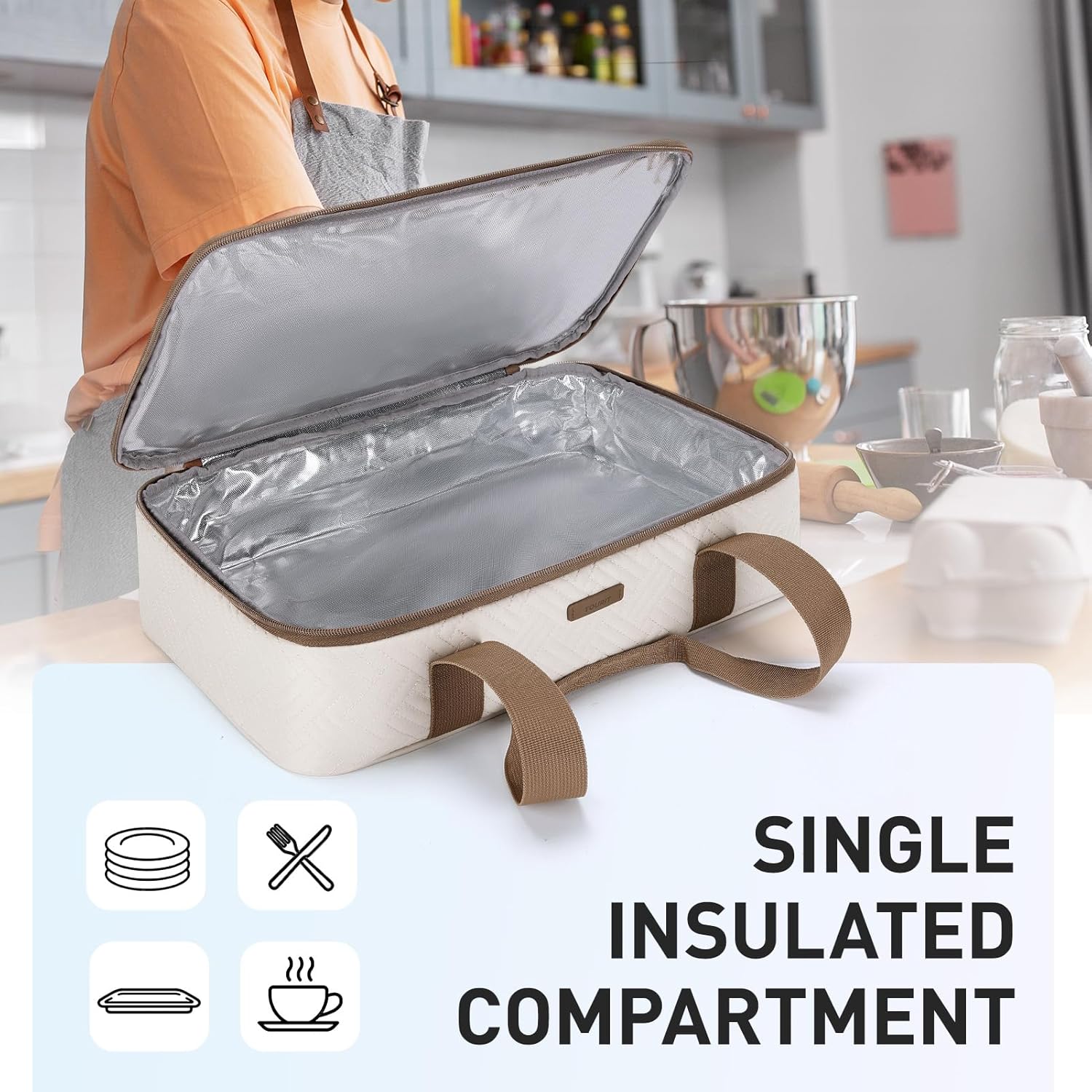TOURIT Insulated Casserole Carrier - Thermal Food Carrier for Hot or Cold Dishes | Fits 9" x 13" Baking Dish