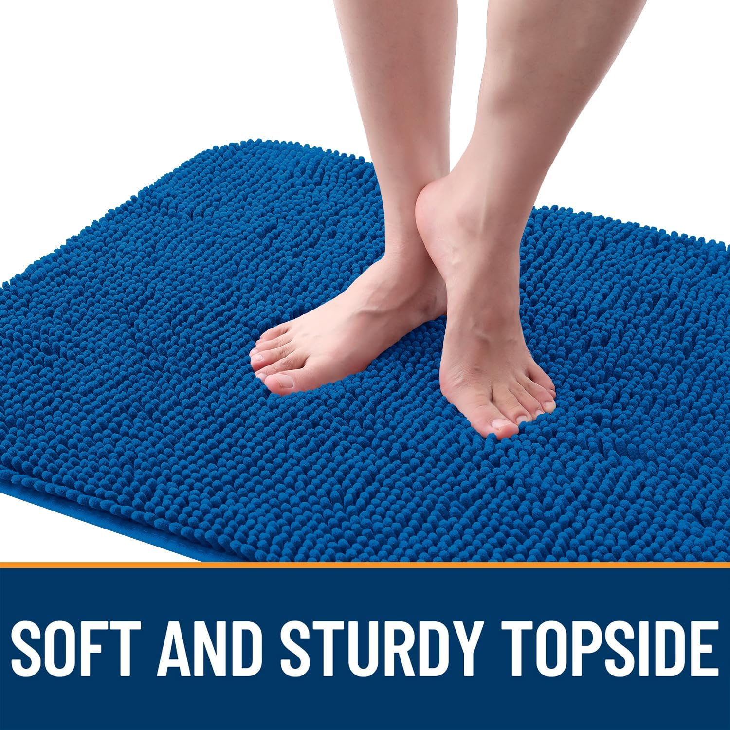 OLANLY Dog Door Mat - Absorbent Non-Slip Mud Mat for Indoor Use | Quick Dry Chenille, 24x16, Deep Navy Blue