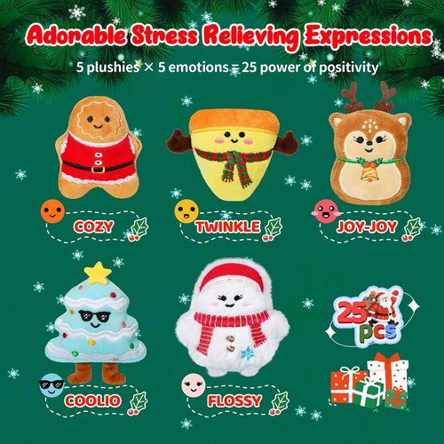 Emotional Plush Advent Calendar 2025 - 25 Mini Collectible Plushies | Unique Christmas Gift for Kids & Teens
