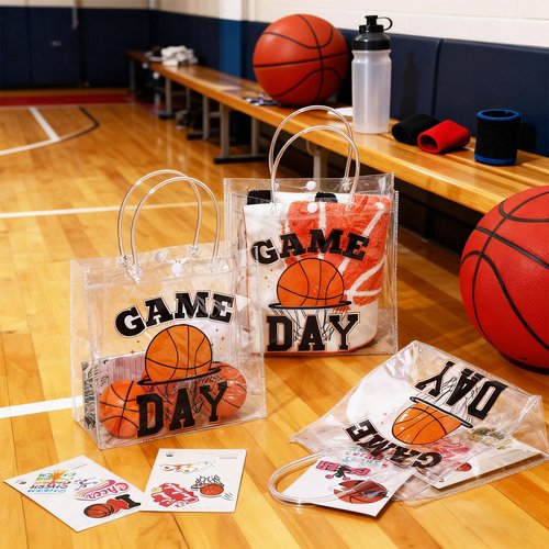Wesnoy 20 Pcs Basketball Goodie Bags Basketball Party Favor with Handles Reusable Sport Themed Treat Bags for Candy Birthday Party Supplies 8 x 8 x 3.15''