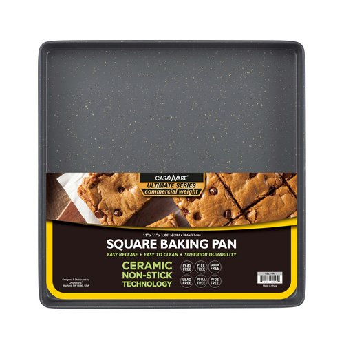 casaWare 11.5 x 11.5 x 1.5-Inch (Exterior) Square Multipurpose Pan, Ultimate Series Commercial Weight, Ceramic Non-Stick Coating (Silver Granite)