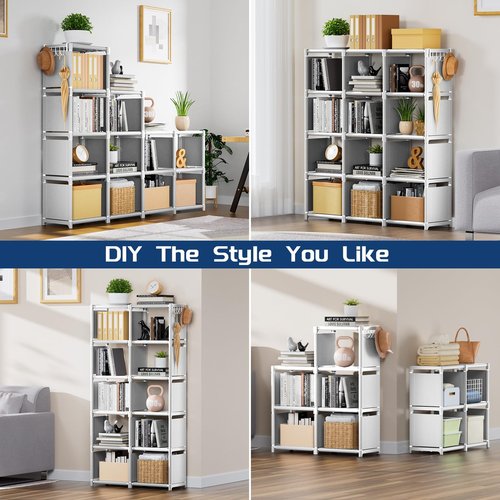 Mavivegue Book Shelf, 12 Cube Storage Organizer, Closet Storage Organizer, White Cubicle Storage Rack