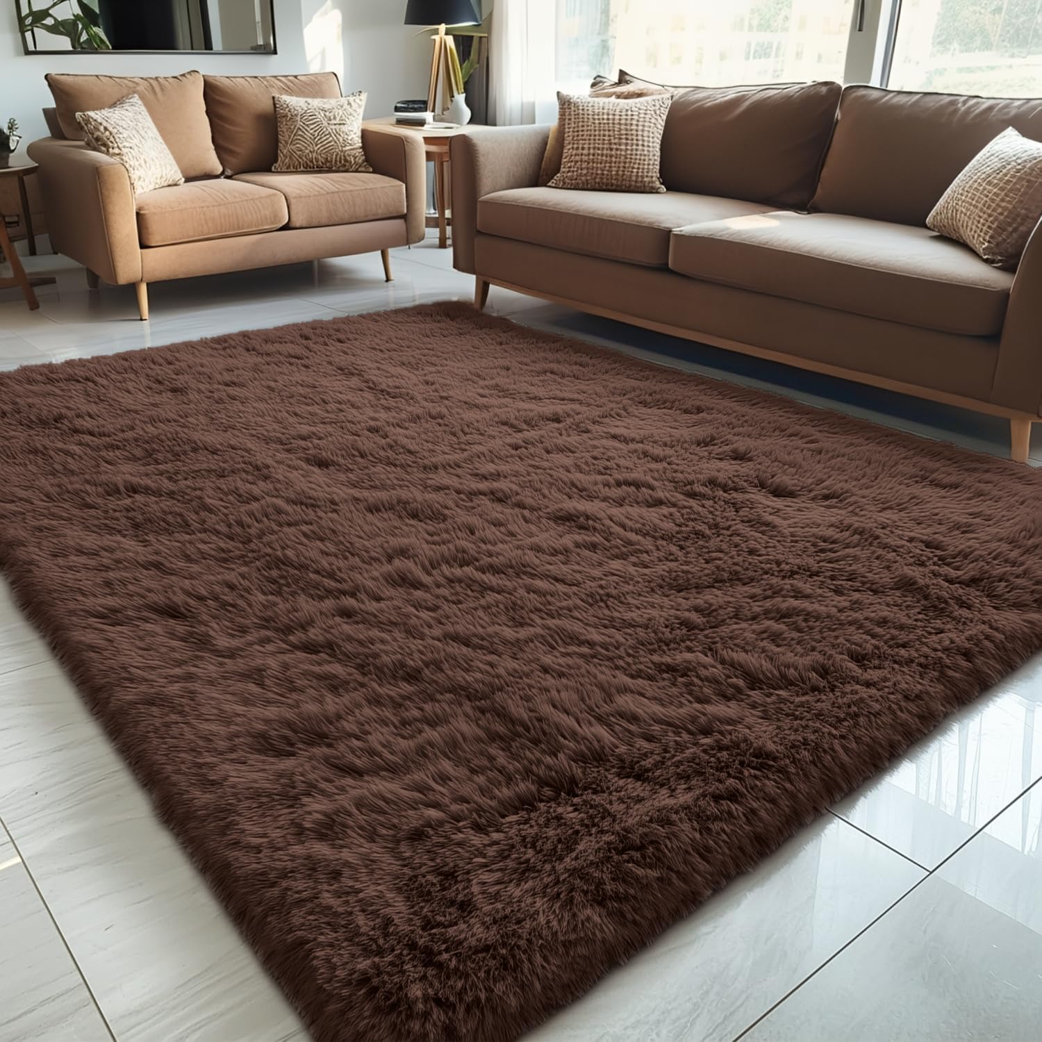 OLANLY Large Area Rug - Soft Fluffy Shaggy Carpet for Living Room & Bedroom | 5x8, Machine Washable, Aesthetic Home Decor