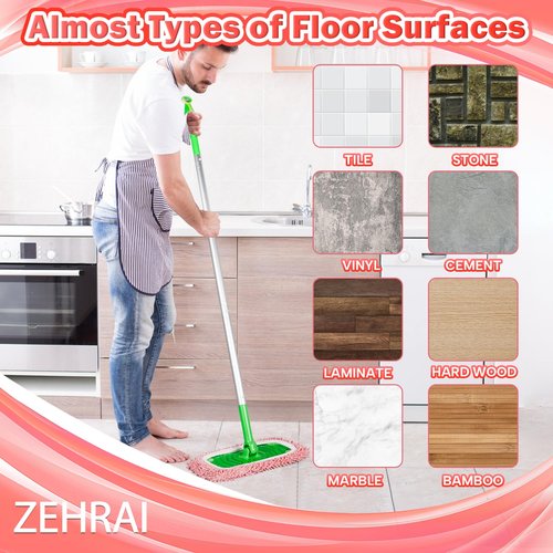 ZEHRAI 6Pcs Reusable Microfiber Mop Pads Compatible with Swiffer Sweeper Mop, Wet and Dry Flat mop Cover, Replacement Sweeping Mopping pad Refills for Surface/Hardwood Floor Cleaning