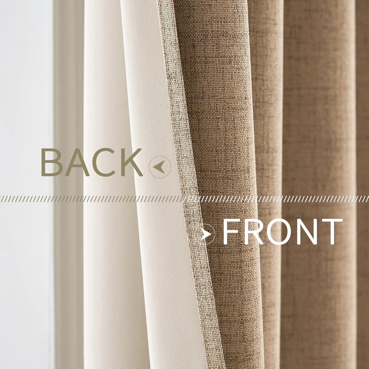 MIULEE Blackout Linen Textured Curtains - Thermal Insulated Copper Brown Grommet Drapes | 42 x 63 Inch (2 Panels)