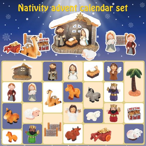 Nativity Advent Calendar 2025 for Kids - 24 Days of Nativity Set for Kids - Toddler Advent Calendar for Boys & Girls - Christmas Countdown Calendar Gifts for Children Ages 1 2 3 4 5+