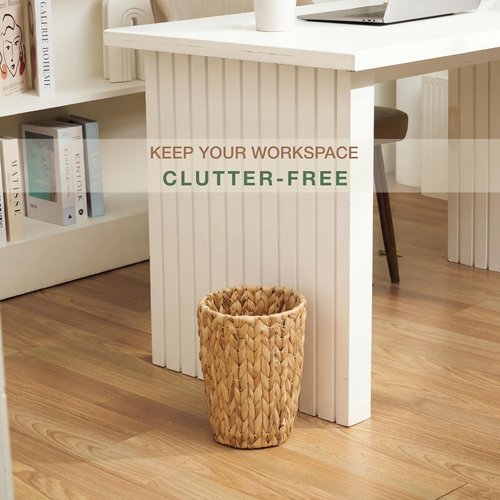 84ECO Wicker Trash Cans - Stylish Rattan Waste Baskets for Bathroom & Bedroom - Natural 2 Gallon (2-Pack)