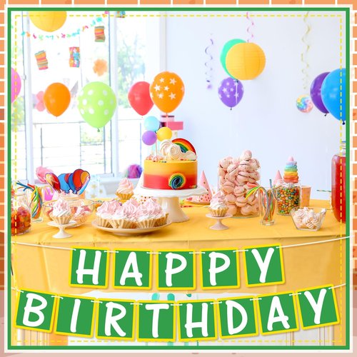 Breling Street Theme Birthday Party Decorations Pre-strung Friend Birthday Banner for Cartoon Street Theme Hanging Decorations for Boys Girls Friend(Bright Style)