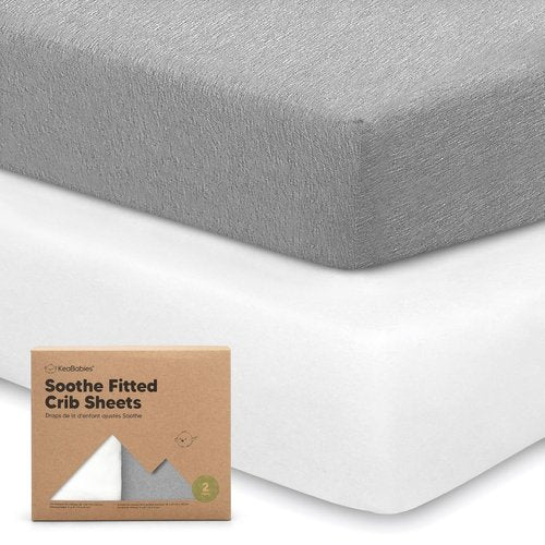 KeaBabies Organic Crib Sheets - 2-Pack Fitted Jersey Cotton for Boys & Girls | Soft, Breathable 52x28" Cloud Prints