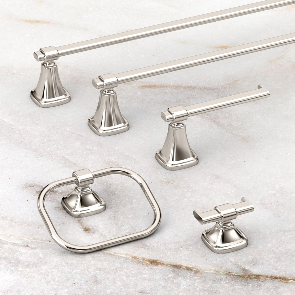 Gatco 5513PN Beverly Euro Toilet Paper Holder | Elegant Open Arm Wall-Mounted TP Holder | Luxury Design, Durable Metal | Polished Nickel Finish