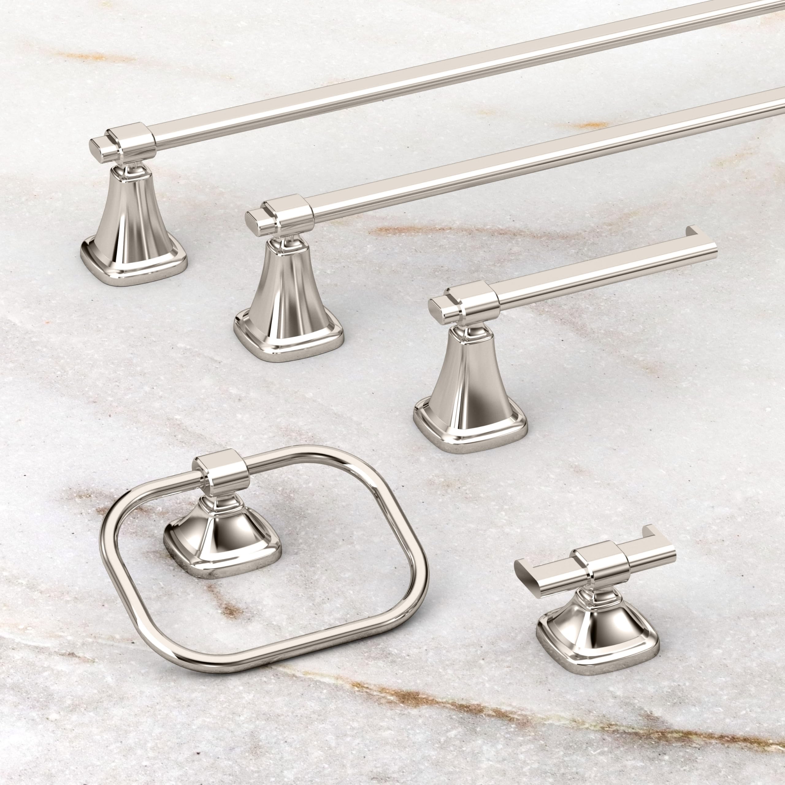 Gatco 5513PN Beverly Euro Toilet Paper Holder | Elegant Open Arm Wall-Mounted TP Holder | Luxury Design, Durable Metal | Polished Nickel Finish