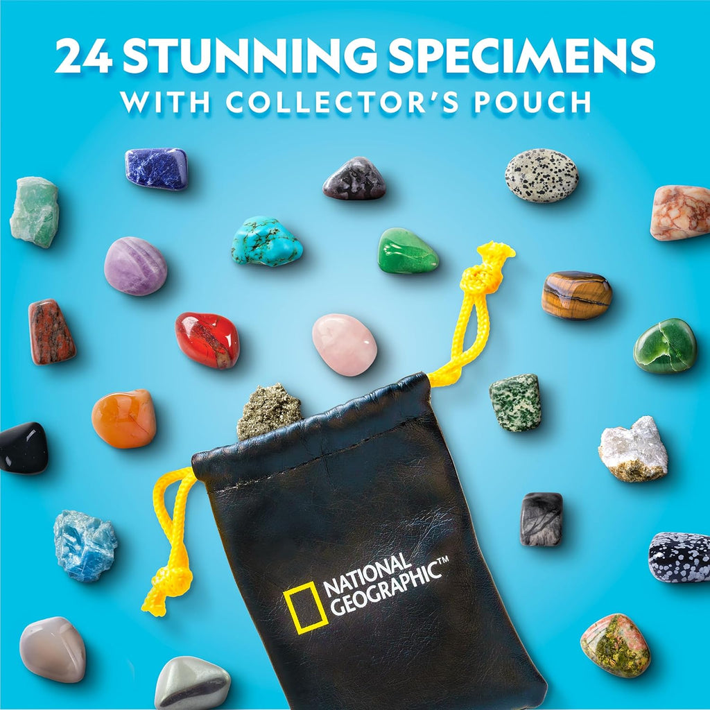 National Geographic 2025 Gemstone Advent Calendar - Limited Edition Kids' Countdown with 24 Gemstones & Dig Kit