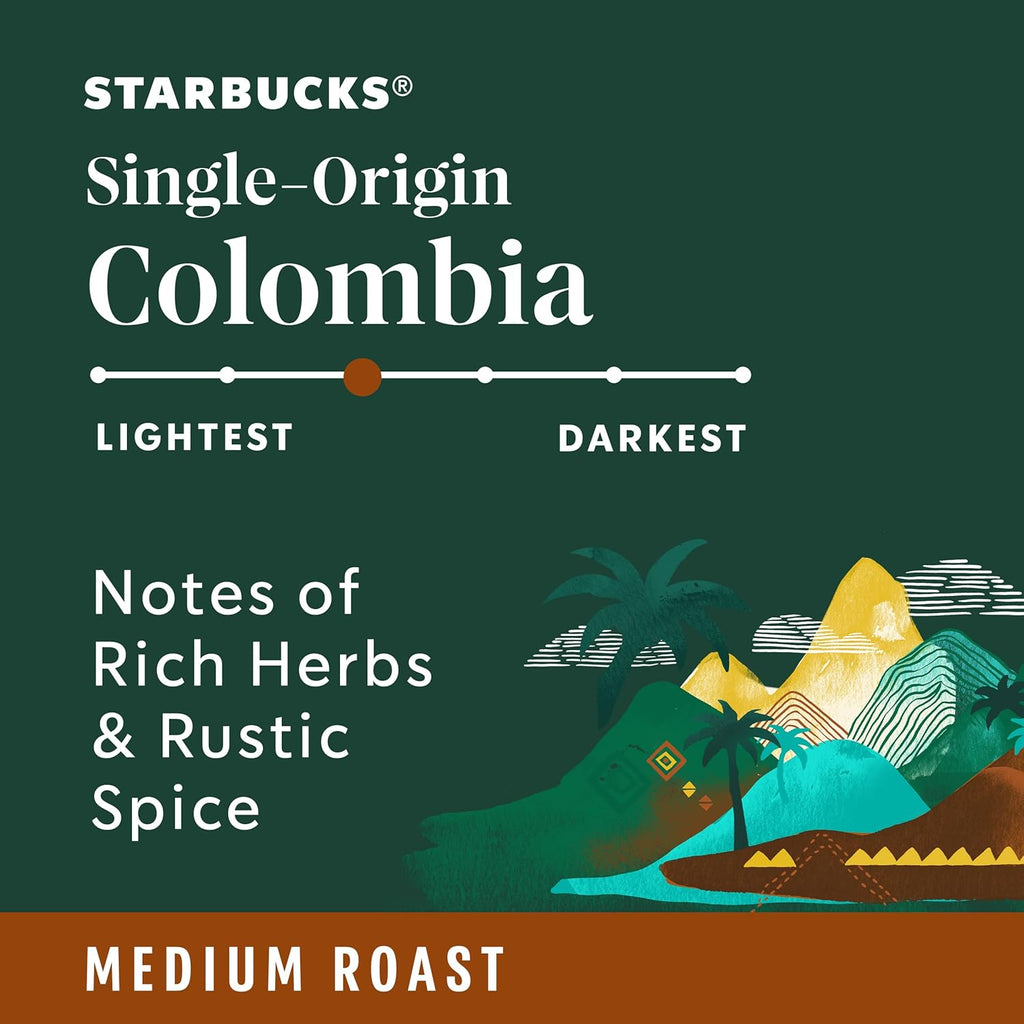 Starbucks K-Cup Coffee Pods - Medium Roast Colombian Coffee | 100% Arabica, 10 Pods Per Box