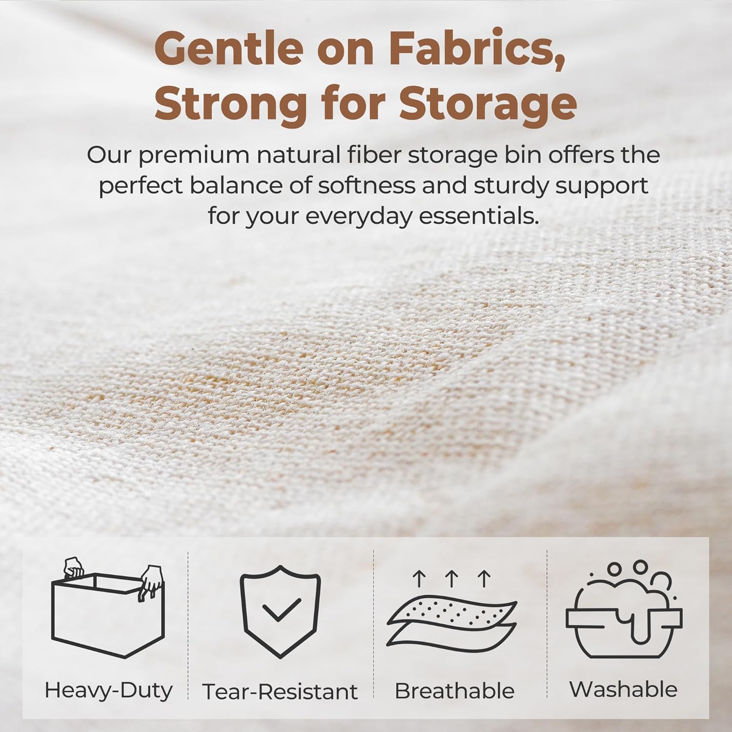 StorageWorks Large Fabric Storage Bins - Durable Closet Organizers with Metal Frame | Natural Color, 2-Pack