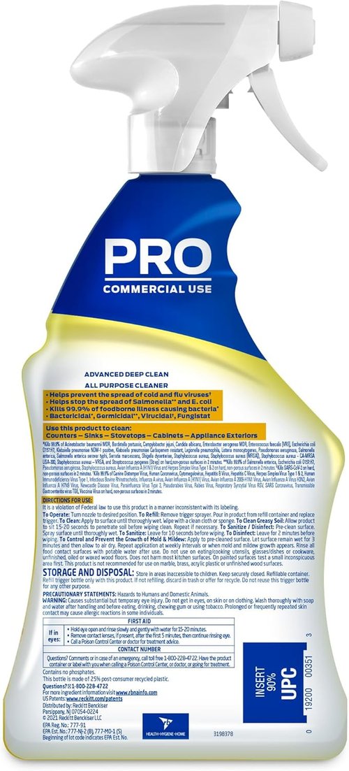 Lysol Pro All-Purpose Cleaner - Advanced Deep Cleaning Disinfectant Spray - Lemon Breeze - 32 oz Bottle (Pack of 12)