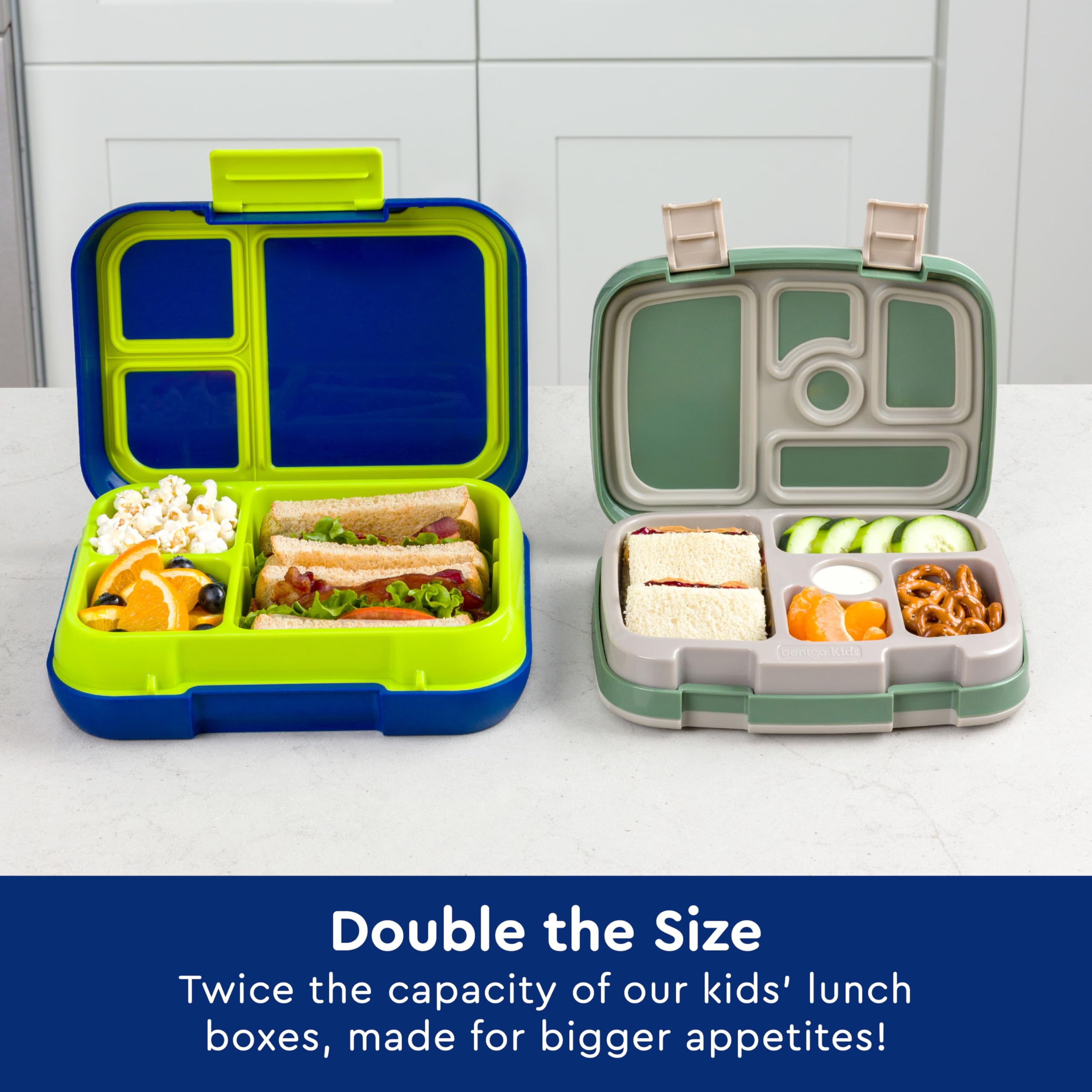 Bentgo Pop - Leak-Proof Lunch Box & Removable Divider for Ages 8+ & Teens - Lunch Container Holds 5 Cups of Food; 3-4 Compartments; Microwave/Dishwasher Safe; 2 Year Warranty (Navy Blue/Chartreuse)