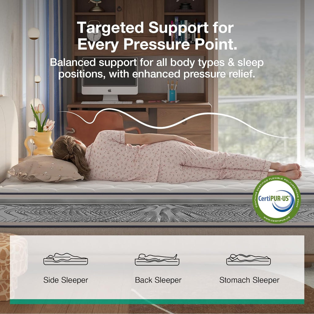 Novilla 6 Inch Twin Mattress - Bonnell Spring Hybrid for Spine Support & Cooling Comfort | CertiPUR-US Certified