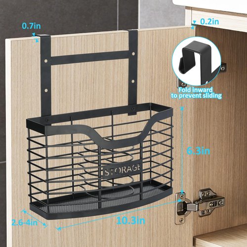 KIMERSE Hair Tool Organizer, Stainless Steel Hair Dryer Holder for Dresser, Bathroom Countertop & Cabinet Door, Wall Mount Storage Basket for Holding Hairdressing Curler, Blow Dryers, Shaver, Comb