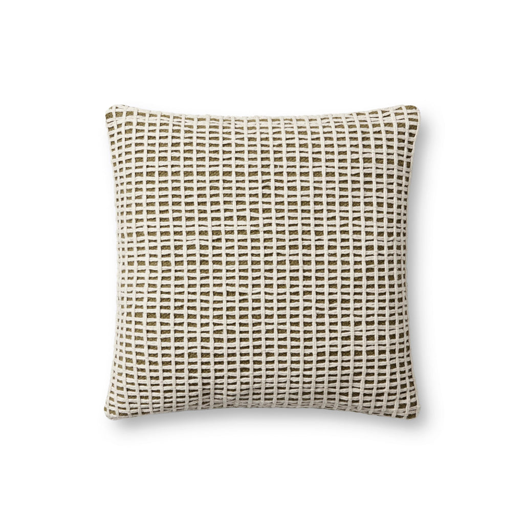 Loloi PLL0119 Green/Ivory 18'' x 18'' Cover w/Down Pillow