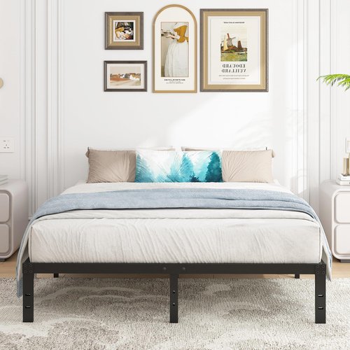 Cieemine 10 Inch King Size Bed Frame, Platform Metal Bed Frame King Heavy Duty Steel Slat Mattress Foundation, No Box Spring Needed, Easy Assembly, Noise-Free, Black
