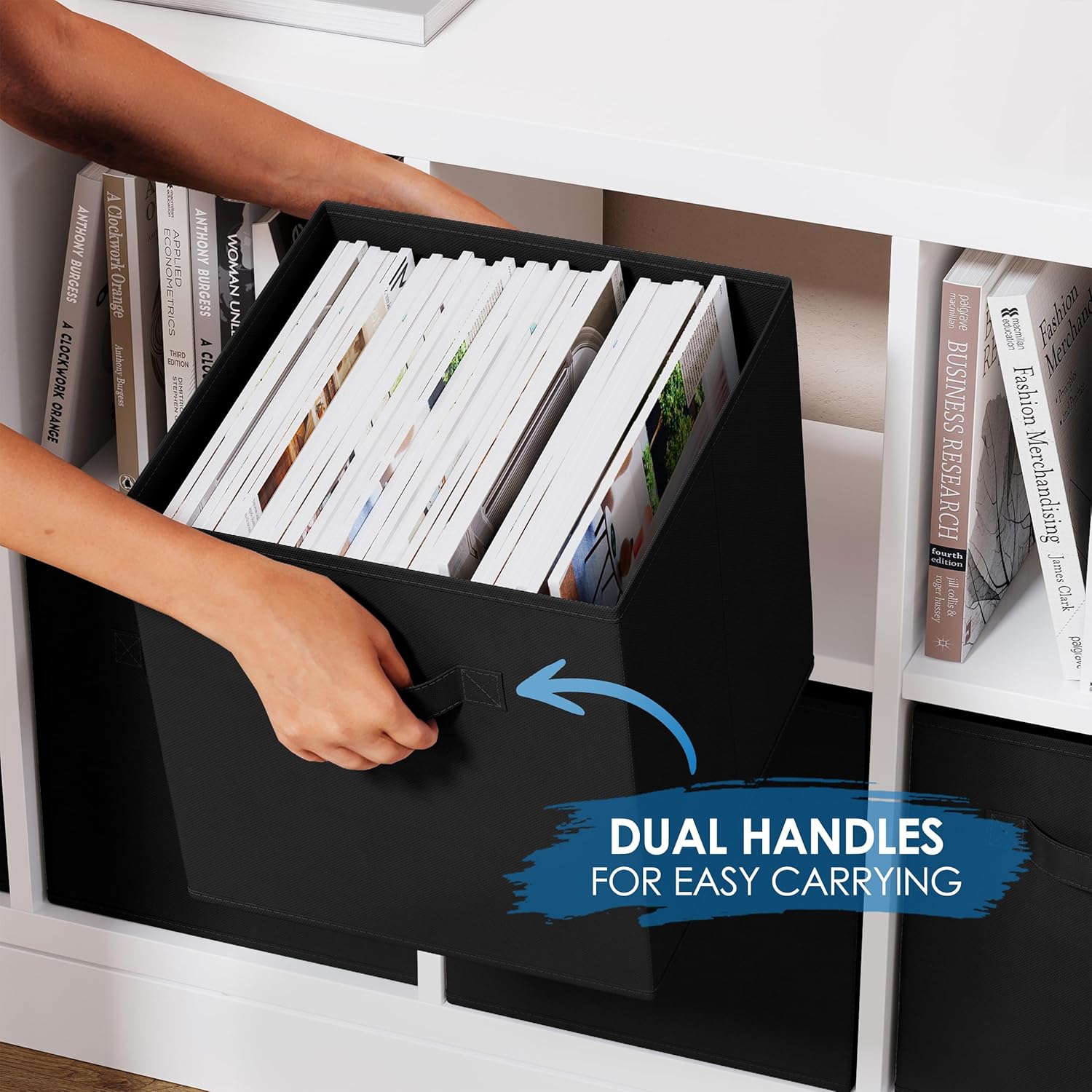 Storage Cubes by [Brand Name] - Pack of 8 Collapsible Fabric Storage Bins with Dual Handles | 10.5x10.5x11 (Black)