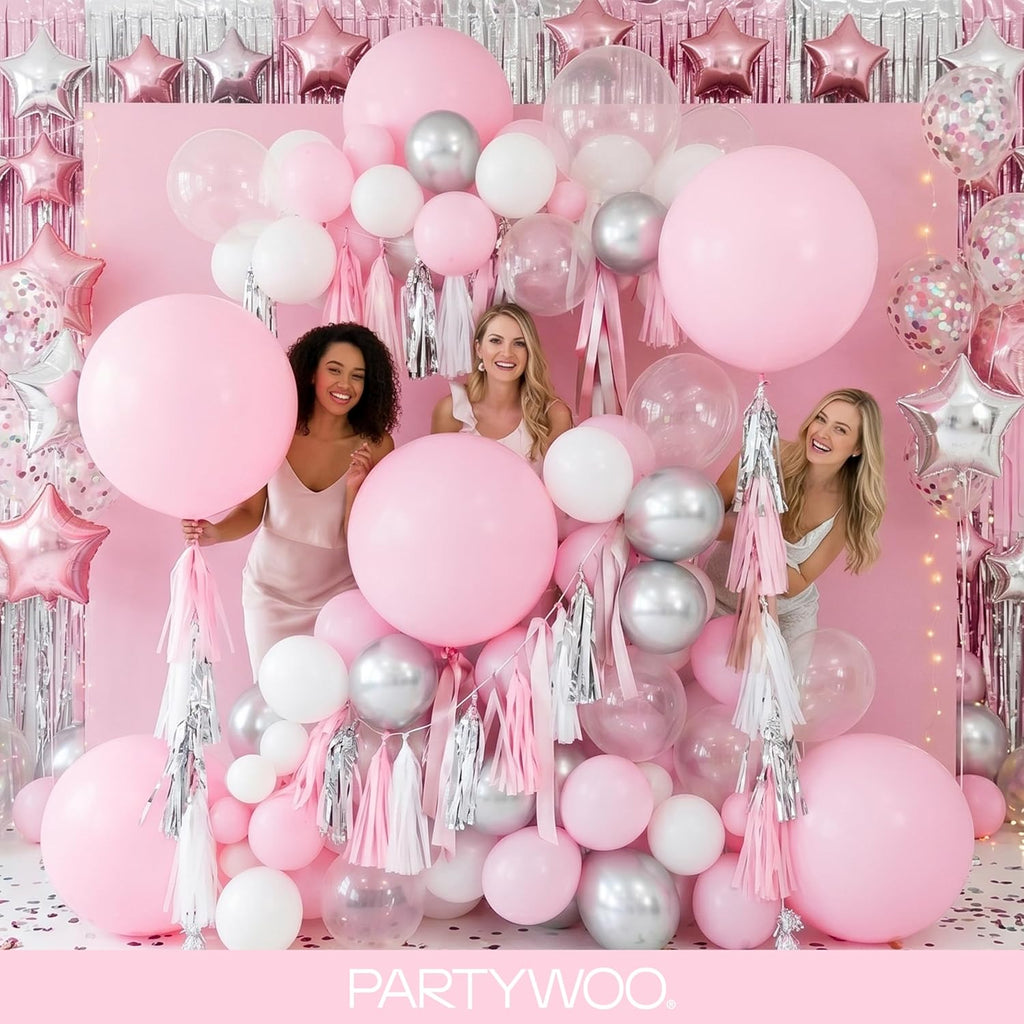 PartyWoo Light Pink Balloon Arch Kit - 120pcs in Various Sizes for Baby Showers & Birthday Parties
