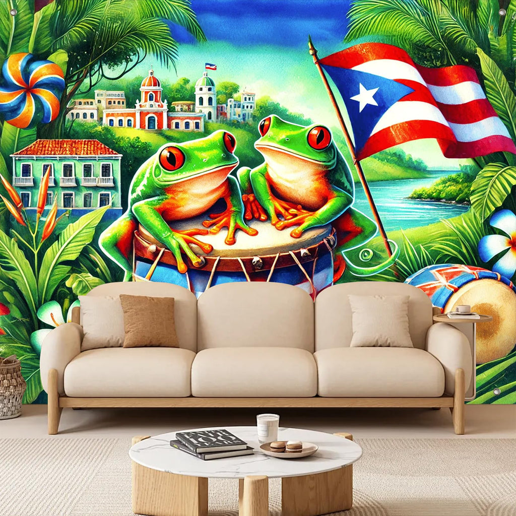 BlissYard Puerto Rico Flag Backdrop Party Decor 8x6ft Puerto Rico Party Photography Background Banner 8x6ft Indoor Outdoor Porch Sign Festivals Wall Backdrop for Home and Events