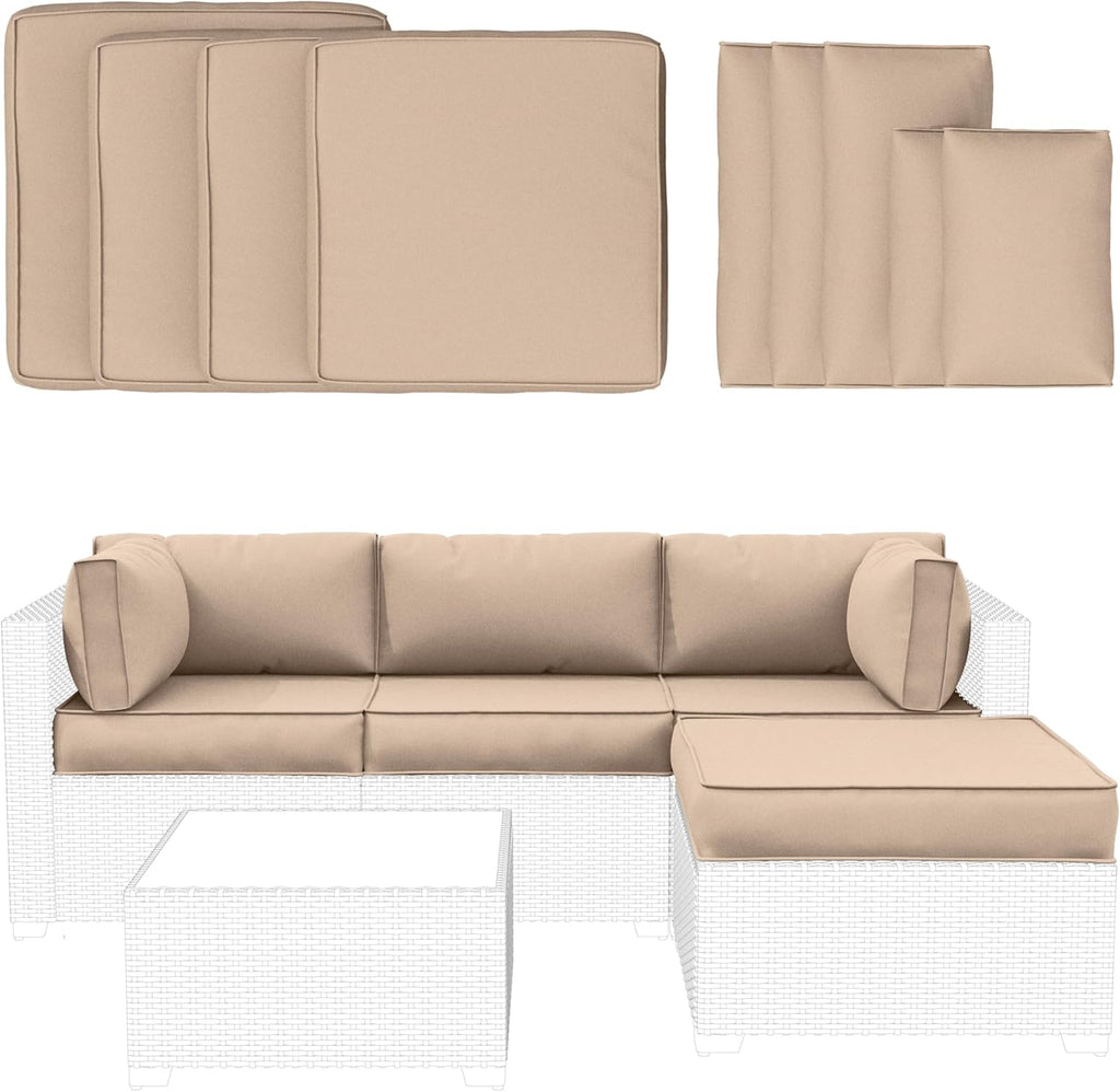 Skiennix Outdoor Patio Furniture Cushion Covers - Waterproof Replacement Set for 5 Cushions