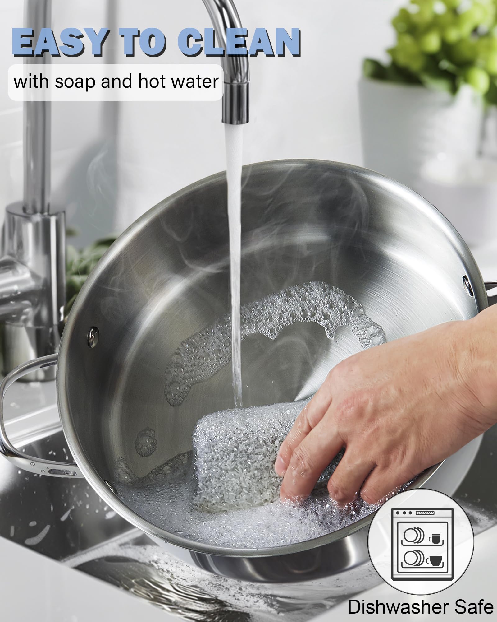 Cooks Standard Multi-Ply Clad 5.5 Quart Stainless Steel Sauté Pan, 12 Inch Deep Frying Pan Skillet with Lid, Induction-Ready Cooking Pan with Two Side Handles, Dishwasher & Oven Safe