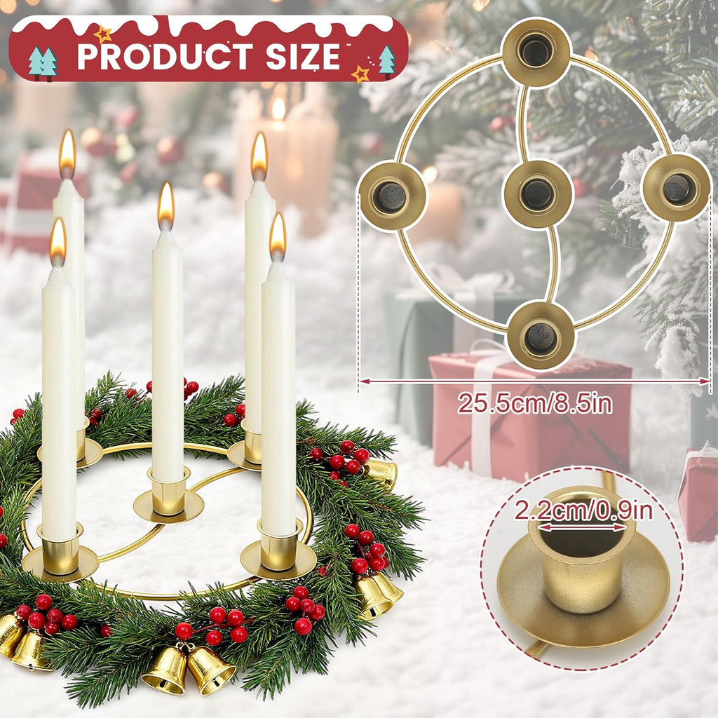 Regine Switzerland Gold Advent Wreath Candle Holder - 2 Pack Metal Table Decoration for Christmas