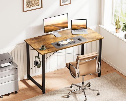 Casaottima 40-Inch Small Computer Desk - Modern Writing Table for Home Office | Vintage Style with Headphone Hooks