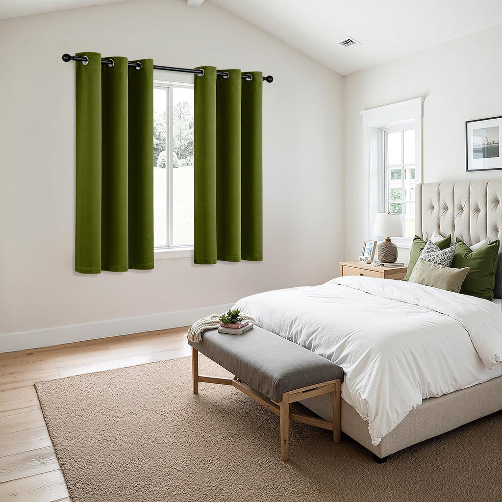 MIULEE Blackout Curtains - Thermal Insulated Room Darkening Drapes | Light Olive Green, 40 x 54 Inches, 2 Panels