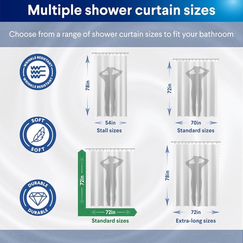 Clorox 2-in-1 Bathroom Shower Curtain Liner - Durable Fabric, Weighted Magnets, 72" x 72", White