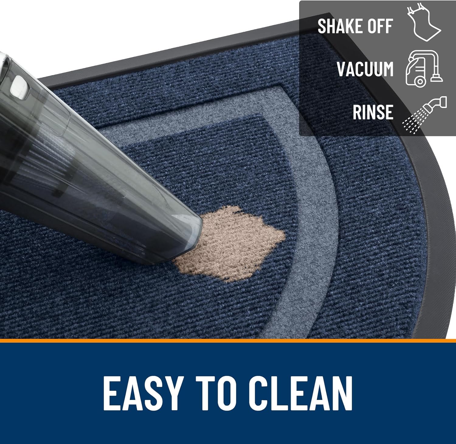 OLANLY Half Circle Door Mat - Waterproof All-Weather Entrance Mat | Easy Clean Natural Rubber, 47x32, Blue
