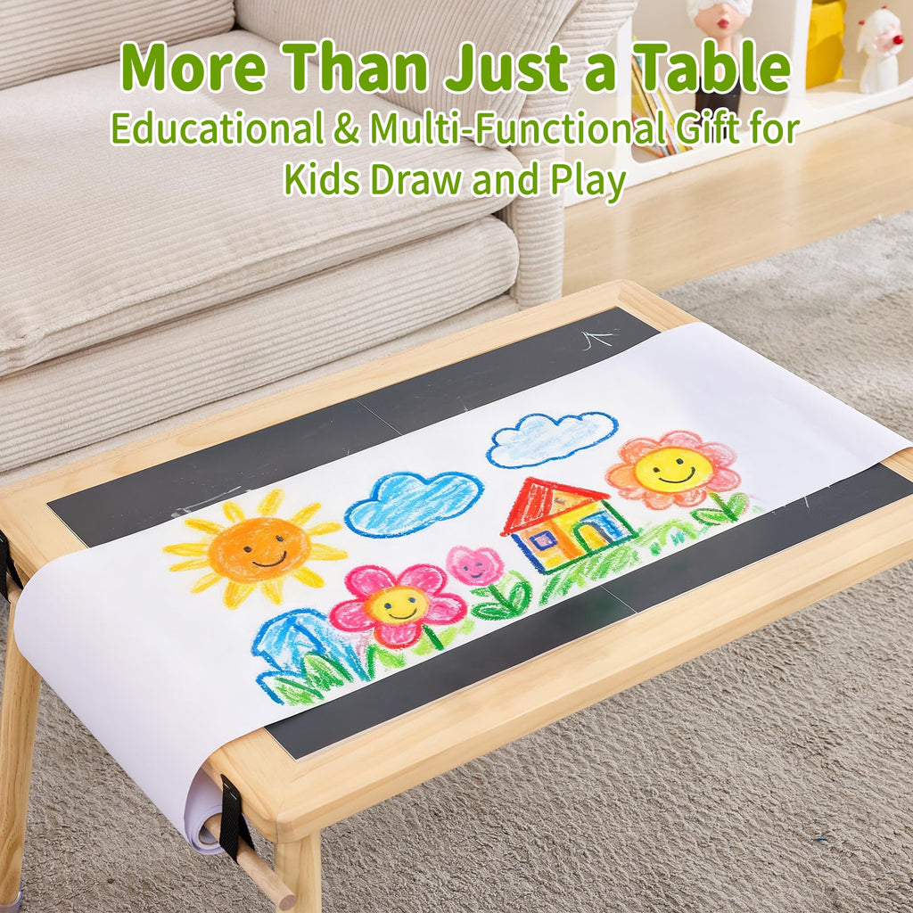 WOOD CITY Sensory Table for Toddlers Kids, Wooden Activity Table for Play Study Paper Roll Holder Indoor/Outdoor Montessori Play Sand and Water Table with Foldable Toys Storage Bins