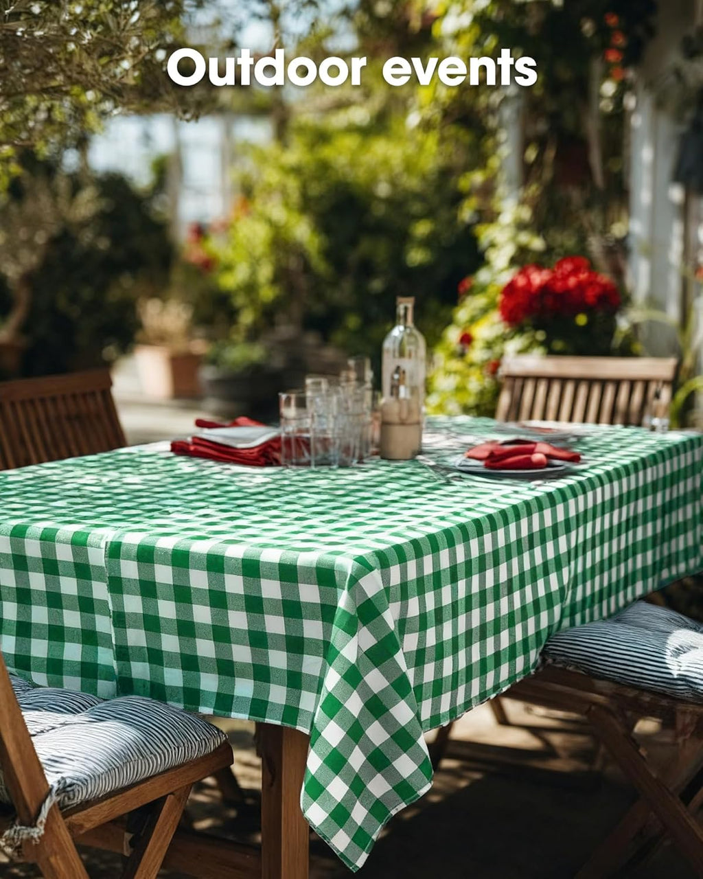 Pureegg Premium Disposable Table Covers - 10 Pack 54x108 Inch Black for Rectangular Tables | Green Plaid Design